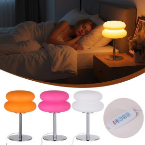 USB Table Lamp 3Color Dimmable Creamy Bedside Light with Touch Control Perfect for Bedroom