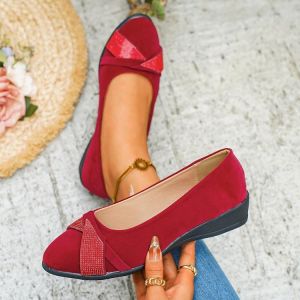 [Free Shipping] Rhinestone Wedge Heel Single Shoes For Women New Fashion Shallow-Toe Single Shoes Slip-On Mom Shoes Casual Shoes