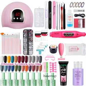 JOSLOVE Poly Gel Nail Extension Set 34/pcs with LED Lamp Nail Dry Electric Nail Drill Gel Polish Set for Home Use