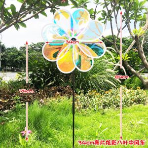 COD กังหันลม 7 สี พลาสติกเส้นผ่านศูนย์กลาง 30 เซนติเมตร สำหรับประดับสวน DIY ของเล่นกลางแจ้ง