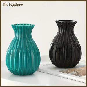 [The Fayshow] แจกันดอกไม้นอร์ดิก1ชิ้นแจกันดอกไม้พลาสติกเซรามิกเทียมตกแต่งเดสก์ท็อปของตกแต่งงานแต่งงานจัดกลางโต๊ะ