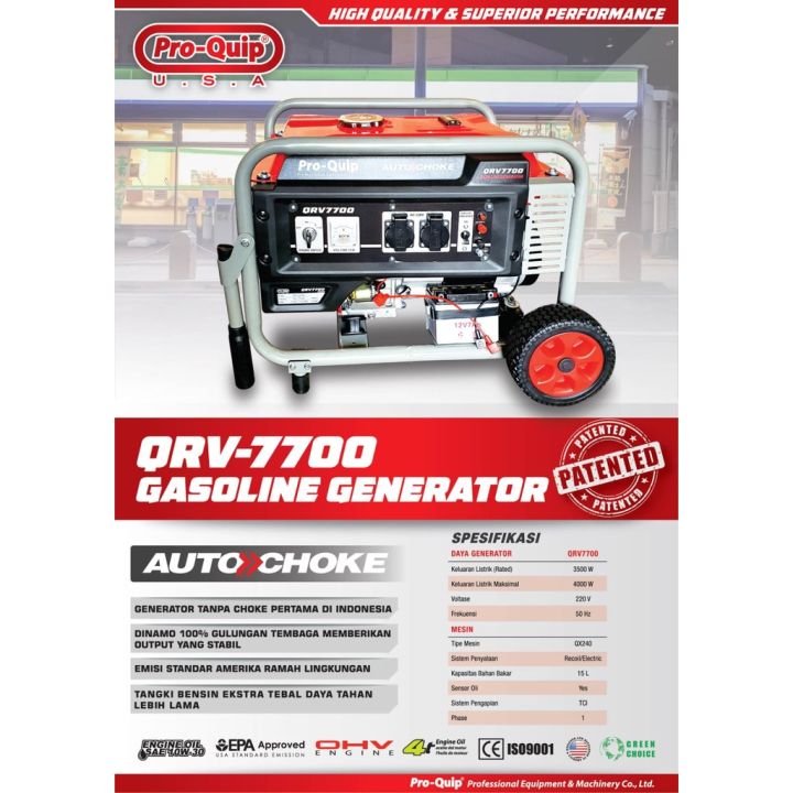 Genset Proquip QRV7700 4000Watt QRV7700XP XTREME POWER 4Tak / Generator Proquip QRV 7700 Gasoline Generator Genset Listrik Rumahan Rumah Kantor QRV 7700 7700XP PRO-QUIP