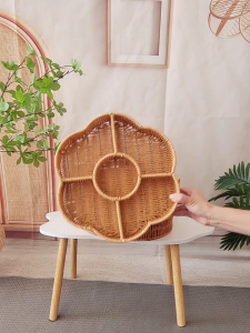 Imitation Rattan Storage Tray Divider Display Tray Baskets for Stable Display in Homes and Dining Area