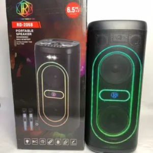 RD-206B Portable Bluetooth Karaoke Speaker Dual 6.5 Inch Woofer DSP HiFi Sound With 2 Wireless Microphones