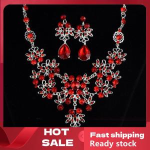 🚚【Local Express Delivery】🚚 Wedding Party Necklace Earring Set Flower Water Drop Necklace Bridal Wedding Jewelry Accessories