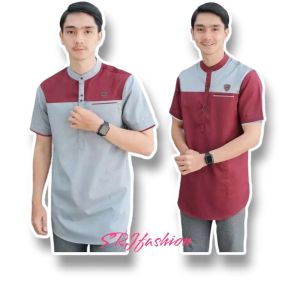 100 RIBU DAPAT 4 BAJU KOKO NEW KOMBINASI LENGAN PENDEK MUSLIM PRIA DEWASA BAHAN KATUN ADEM DIPAKAI