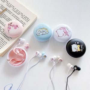 FDO0009 Cartoon Cute Portable 3.5mm with Microphone Bass Noise Reduction Earphone Carrying Bag On-ear Headphones Wired Earbuds Handfree Ear Phones Cartoon Cat Paw Headset