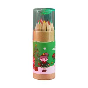 BLISSFUL Cute Children Santa Claus Sketch Supplies Gift Hand-Painted Painting Pen Stationery Supplies Wooden Pencils Christmas Colored Pencils Sketching Pen Drawing Pencils