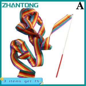 ZHANTONG 4M Đầy Màu Sắc Phòng Tập Thể Dục Vũ Băng Nhịp Điệu Cô Gái Nghệ Thuật Thể Dục Dụng Cụ Múa Ba Lê Streamer Xoay Que Cầu Vồng Thanh Đào Tạo Thể Thao