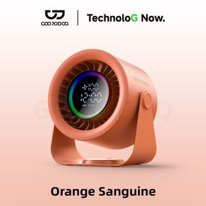 Quạt turbo Để Bàn GOOJODOQ 2 Trong 1 Vừa Là Quạt Vừa Là Đồng Hồ100 Mức GióMàn Hình SốPin 4000mAh