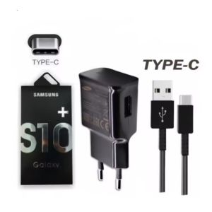 Charger Cepat Samsung Galaxy S10 Plus Qualcomm Quick Charge 3.0 + Kabel Type C Warna Hitam