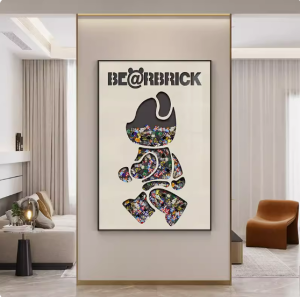 Violent Bear Entrance Painting Ka#ws Building Blocks Trendy Corridor and Aisle Mural Living Room Light Luxury Floor painting