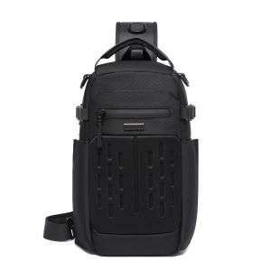 OZUKO black waterproof multiple functional men sling crossbody bag for short traveling
