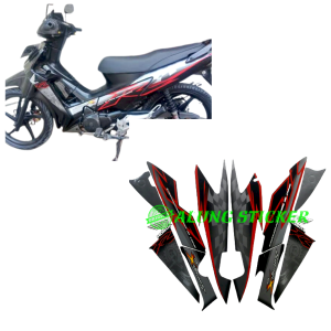 STIKER STRIPING LIS LES BODY MOTOR HONDA SUPRA X 125R TAHUN 2008 2009 WARNA FULL HITAM 1SET STANDAR