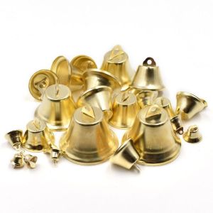 PLUMFOU 50pcs Wind Chime Gold Small Bell Jewelry Materials DIY Crafts Small Horn Gingle Bell Mini Jingle Bell Christmas
