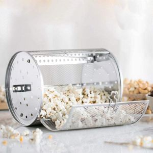 ZYJC MALL Stainless Steel Sturdy Kitchen Tool Nut Baking Bbq Cage Peanut Roaster Drum Grill Oven Bbq Basket Rotisserie