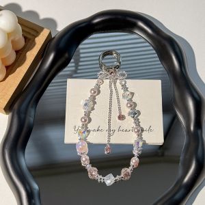REOPYG Anti-lost Bowknot Phone Chain Tassel Heart Girls Phone Pendant Cute Ins Mobile Phone Lanyard Female Lady Girl