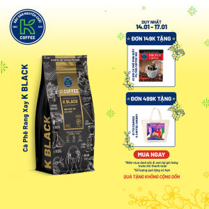 Cà Phê Rang Xay Nguyên Chất K Black 227g với sự pha trộn giữa 30% Arabica và 70% Robusta - Thương Hiệu K COFFEE