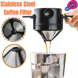 Stainless Steel Coffee Filter Portable Foldable Reusable Coffee Tea Drip Funnel Holder