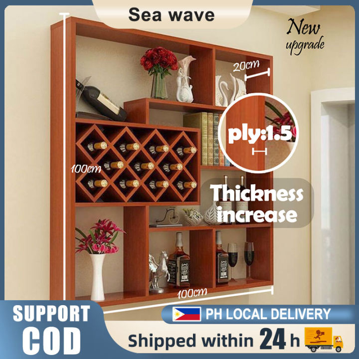【COD】100CM Wall Shelf Wine Racks Bottle Holder Wall Mount Bookshelf