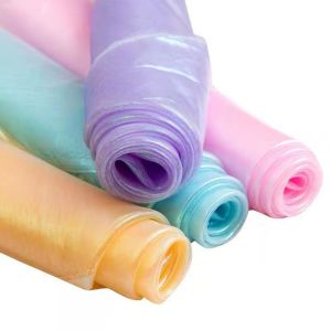 SUNNYDOLL Ransparent 100x150CM Colorful Handmade DIY Holographic Voile Tulle Roll Gauze Fabric For Stage Wedding Decor