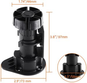 4 Pack Adjustable Cabinet Leveler Legs: Black Furniture Legs for Sofa & Cabinets