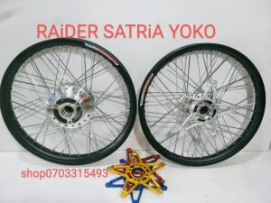 BÁNH CĂM RAIDER SATRIA NIỀNG NHÔM RCB KÈM 2 DĨA FULL VỎ MICHELIN 60.70 GẮN NHƯ ZIN