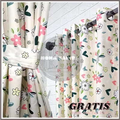 (Sahira Mall) Gorden Smokering Sakura Minimalis Jendela Pintu Hordeng Gordeng Gordyn Tirai Polos Emboss smokring