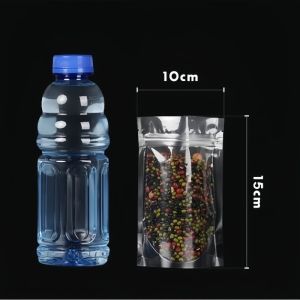 50pcs Half Silver Aluminum Half Clear Stand Up Pouch with Zip Lock Packaging Ziplock Resealable