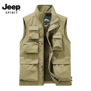 Jeep Spirit 1941 estd Áo vest nam nhiều túi thể thao câu cá ngoài trời phóng viên nhiếp ảnh Áo vest nam đơn giản