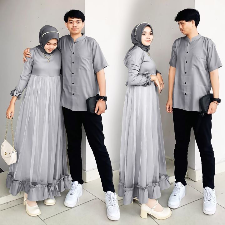 CP MARHABAN BAJU COUPLE MUSLIM PRIA KEMEJA DAN GAMIS WANITA / BAJU