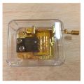 Exquisite Clear Acrylic Square Gold Hand Cranked Note Music Play Box. 