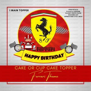 LUCSMART PrintsNcrafts FERRARI CARS THEMED Birthday Cake or Cupcake Toppers