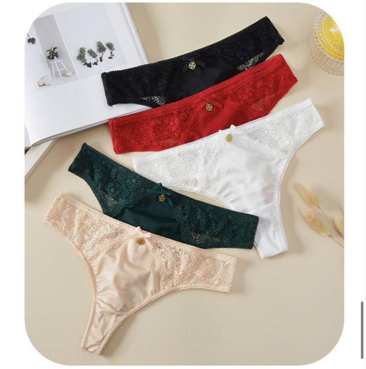 Women Sexy Panty Panties Low Waist Ice Silk T-back Solid Soft