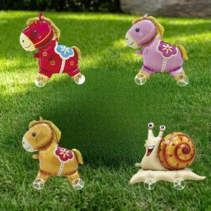 WP💓💛💖 4D Cartoon Foil Balloons Horse Stand Walking Balloon With Wheel For Kids Birthday Party Decoration Baby Shower