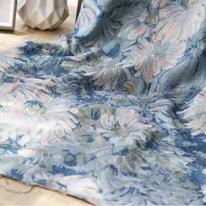 Yarn-dyed Oil Painting Style Big Flower Jacquard Polyester&Cotton Retro Cloth For Sewing Textile Fabric Material