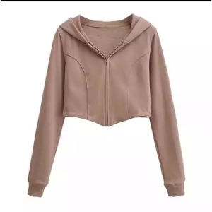 (COD) Jaket Wanita Korean Style Lulla Crop hoodie Zipper - jaket casual atasan wanitan kekinian korean style
