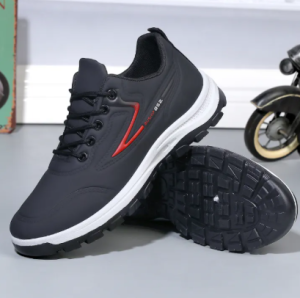 NIKIDAES Mens Casual Leather Anti-Slip of Shoes Waterpro Wear-Resistant Running Shoes New Fashion Hiking Shoes Breathable Leather Sneakers#916