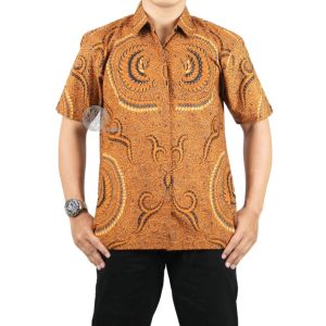 Hem kemeja Batik Premium Lengan Pendek Katun Lapus Furing motif Babon Angkrem