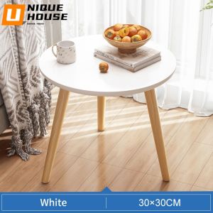 Side Table Wood Round Table Bedside Table Modern Nightstand Multilayer Sofa Side Table Living Room Furniture Meja Tepi Sisi Kecil Meja Topi Meja Sisi