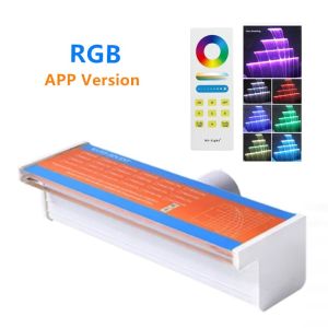 Pool Water Descent Spillway Waterfall fountain Swimming pool light garden decor Acrylic With RGB LED strip 300mm-1200mm