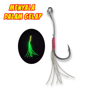 Micro Jig Bawal Viral Mata Kail Assist Hook Glow in The Dark