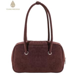 Stylish Womens Shoulder Purse for Work and Casual Days Compact Leather Bag with Adjustable Strap in Grey