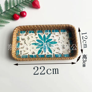 Vietnamese rattan woven shell tray small rectangular shell tray snack and fruit tray storage basket fruit basket storage basket