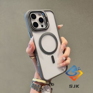 Transparent Case for 17 Pro Max 16 Pro Max 15 14 13 12 Pro Max with Built-in Camera Stand Shockproof Cover Clear Acrylic Back Soft Edge Full Lens Protection Casing