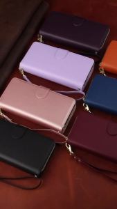 Lanyard Zipper Wallet Case For iPhone 18 17 Air 16 ProMax 15 Plus 14 Pro Max 13 12 Kickstand Leather Flip Phone Cover Cards Bag2026