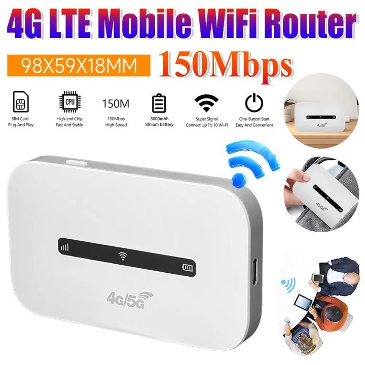 4G LTE Mobile WiFi Router 150Mbps Portable WiFi Hotspot with SIM Card Slot Suitable for traveling