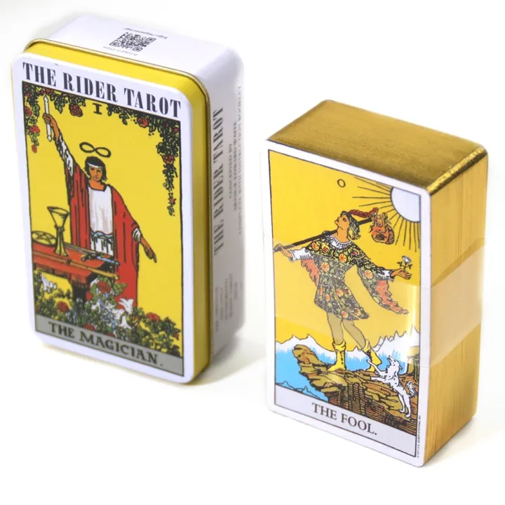 Gilded Rider Waite Rider Waite Tarot Deck Tarot Card with paper manual in a Tin Box Gilded ...