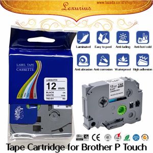 Label Tape Printer Brother TZE Compatible Cartridge Tape Label PT-D210 PT-H110 PT-E300 PT-E850TKW Printer Brother P Touch Pita Label 9mm / 12mm x 8m Laminated Tinta Hitam TZe-211 221 231 241 251 261 TZE-611 621 631 641 651 661