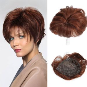 FUNG Fake Bangs Womens Short Hair Topper Replacement Wig Hair Extensions Top Hair Bangs Invisible Fluffy Wavy Hair Piece Cover White Hair
